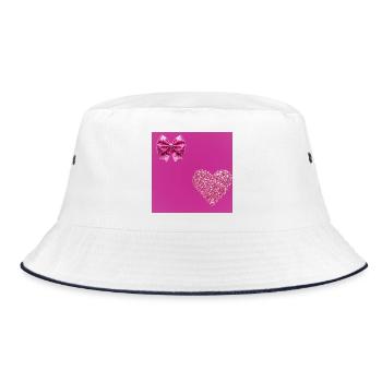 Glitzerherz & Schleifenrosa Romanze - Bucket Hat - Weiß/Navy - Vorne