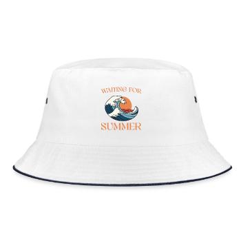 Waiting For Summer - Bucket Hat - white/navy - Front