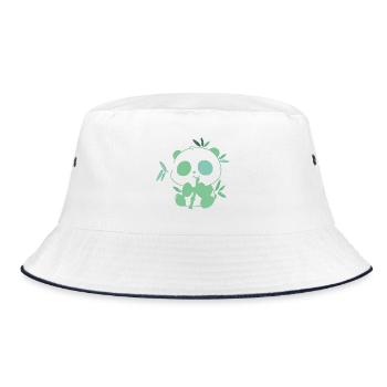 Panda with bamboo – delicate illustration - Bucket Hat - white/navy - Front