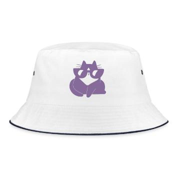 Purple Cuddly Cat Dream Cat - Bucket Hat - white/navy - Front