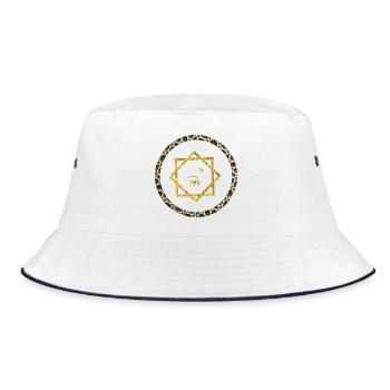 Geometric gold logo with pattern frame - Bucket Hat - white/navy - Front