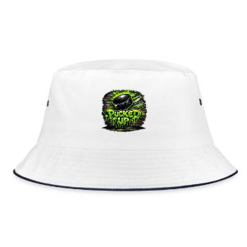 Pucked Up Graffiti Neon  - Bucket Hat - Weiß/Navy - Vorne
