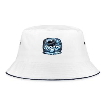 Pucked Up Graffiti Hockey - Bucket Hat - Weiß/Navy - Vorne