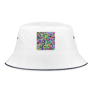Bunte Konfetti-Kreise - Bucket Hat - Weiß/Navy - Vorne