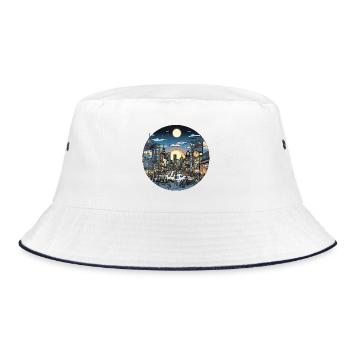 Stadtlicht Abendverkehr - Bucket Hat - Weiß/Navy - Vorne