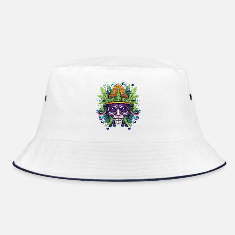 Crâne psychédélique avec couronne de feuilles Bob