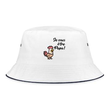 Hühner Papa Hühner - Bucket Hat - Weiß/Navy - Vorne