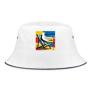 Mouette sur chaise de plage Pop Art - Bob - blanc/marine - Devant