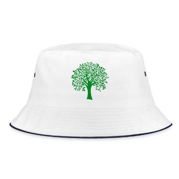 Base Green Jumbo Tree Print Silhouette - Bucket Hat - white/navy - Front