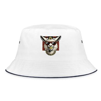 Casual lamb with sunglasses.... Cool boys - Bucket Hat - white/navy - Front