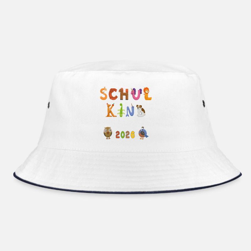 Schule 2026  Bunte Buchstabenwelt - Bucket Hat - Weiß/Navy