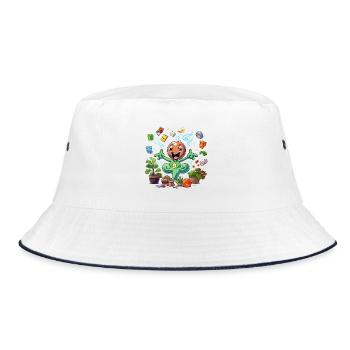 Cheerful plant superhero - Bucket Hat - white/navy - Front