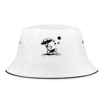 Relaxing in a deck chair on the beach - Bucket Hat - white/navy - Front