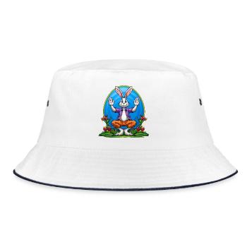 Yoga Osterhasen - Bucket Hat - Weiß/Navy - Vorne