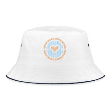 Heart in Target Emblem, honeycomb pattern - Bucket Hat - white/navy - Front