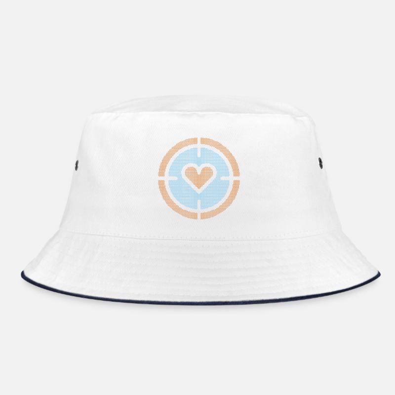 Heart in Target Emblem, honeycomb pattern - Bucket Hat - white/navy