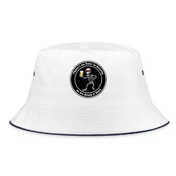 Skelett mit Bier Prost - Bucket Hat - Weiß/Navy - Vorne