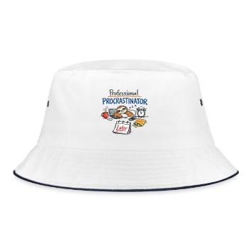 Professional Procrastinator – Faultier Büro Spruch - Bucket Hat - Weiß/Navy - Vorne