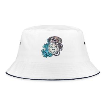 RPG Tabletop D20 Dice Gift Warlock - Bucket Hat - white/navy - Front