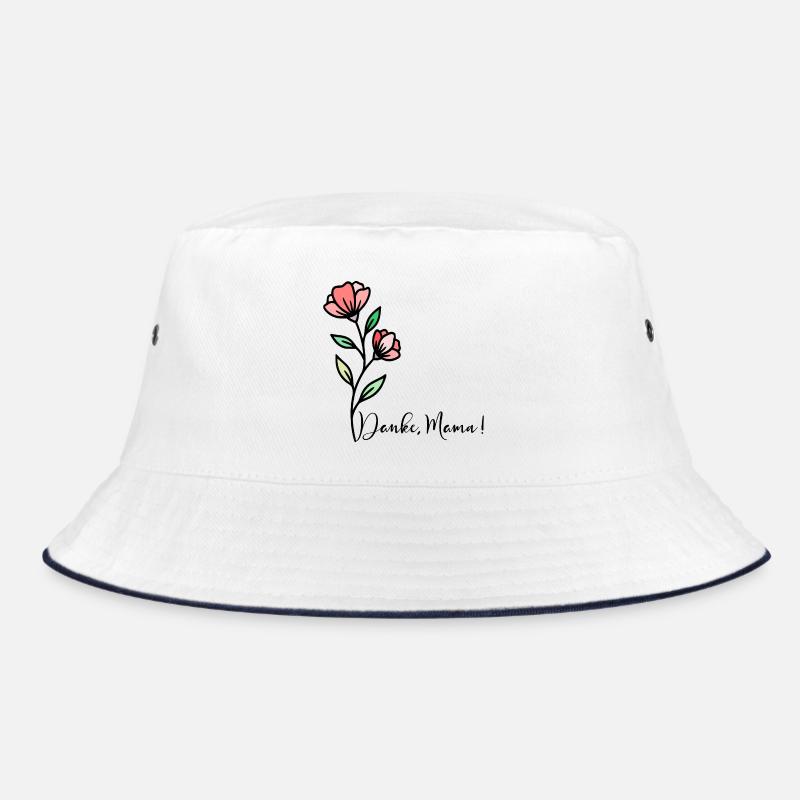 Muttertag Blumen Danke Mama - Bucket Hat - Weiß/Navy