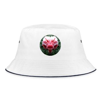 Nature Creature Pink Rose - Bucket Hat - white/navy - Front