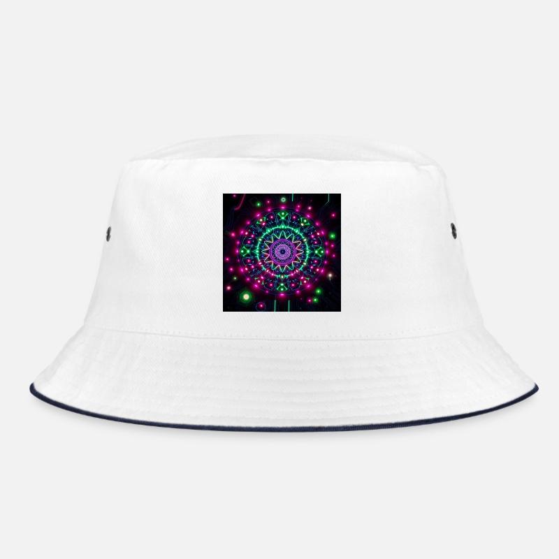 Neon Mandala Cyber Galaxy Pattern Bucket Hat