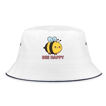 Heureuse d’abeilles | Jeu de mots mignon avec Kawaii Honey Bee - Bob - blanc/marine - Devant
