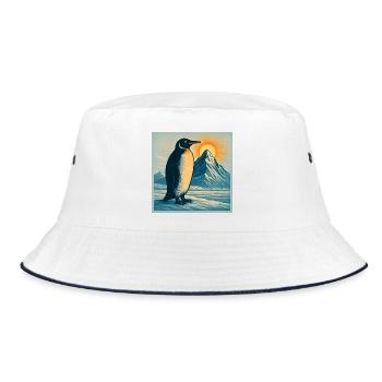 Penguin Sonnenaufgang über Eisbergen - Bucket Hat - Weiß/Navy - Vorne