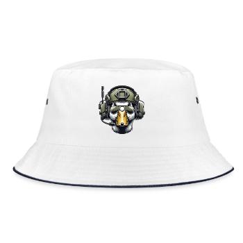 Tactical Duck with Headset - Bucket Hat - white/navy - Front