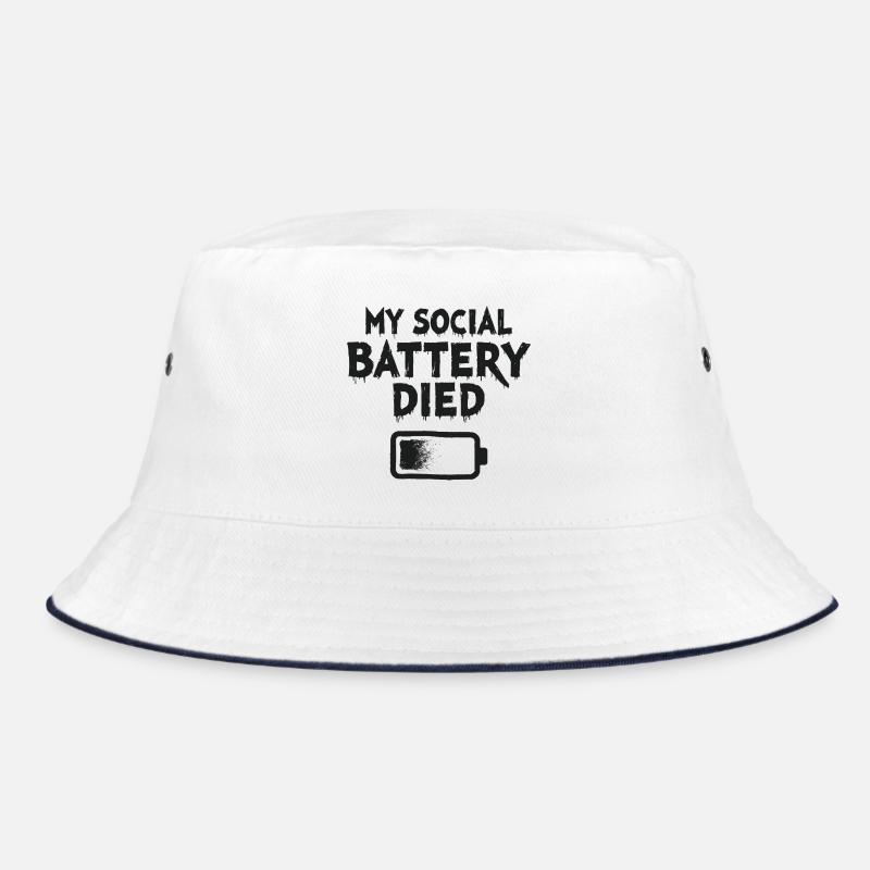 My Social Battery Died Introvert Statement Bucket Hat