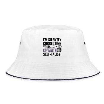 Hypnotist Silently Correcting Negative Self-Talk  - Bucket Hat - white/navy - Front