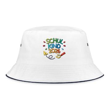 School Child 2026 School Enrollment Back to School First Class - Bucket Hat - white/navy - Front