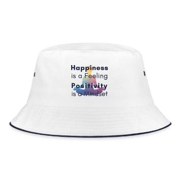 Happiness is a Feeling Positivity is a Mindset - Bucket Hat - white/navy - Front