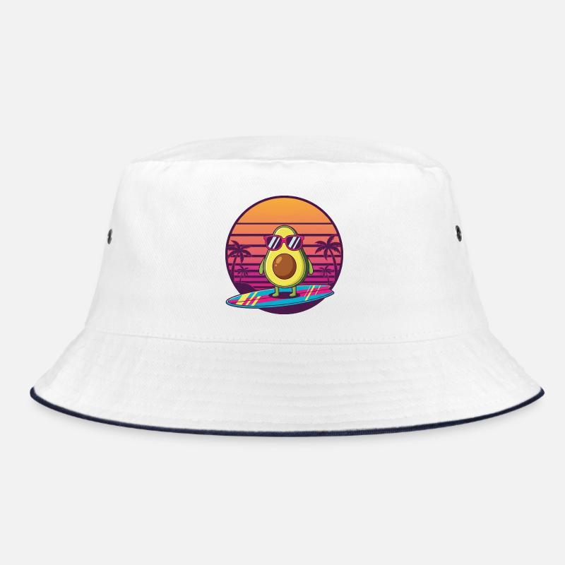Avocado 80s Sunset - Bucket Hat - Weiß/Navy