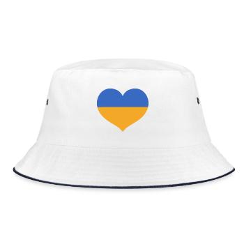 Flag Heart in Ukraine Colors - Bucket Hat - white/navy - Front
