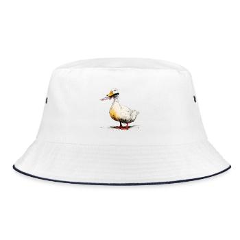 Canard avec un couteau dans le bec - Bob - blanc/marine - Devant