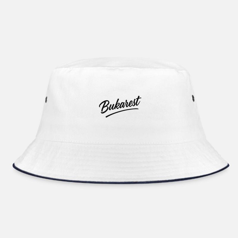 Bucharest Script Vintage Logo - Bucket Hat - white/navy