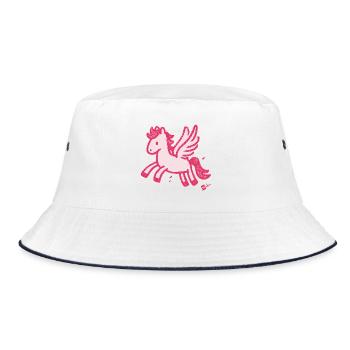 Flügelponi Pinkes Einhorn Sketch - Bucket Hat - Weiß/Navy - Vorne