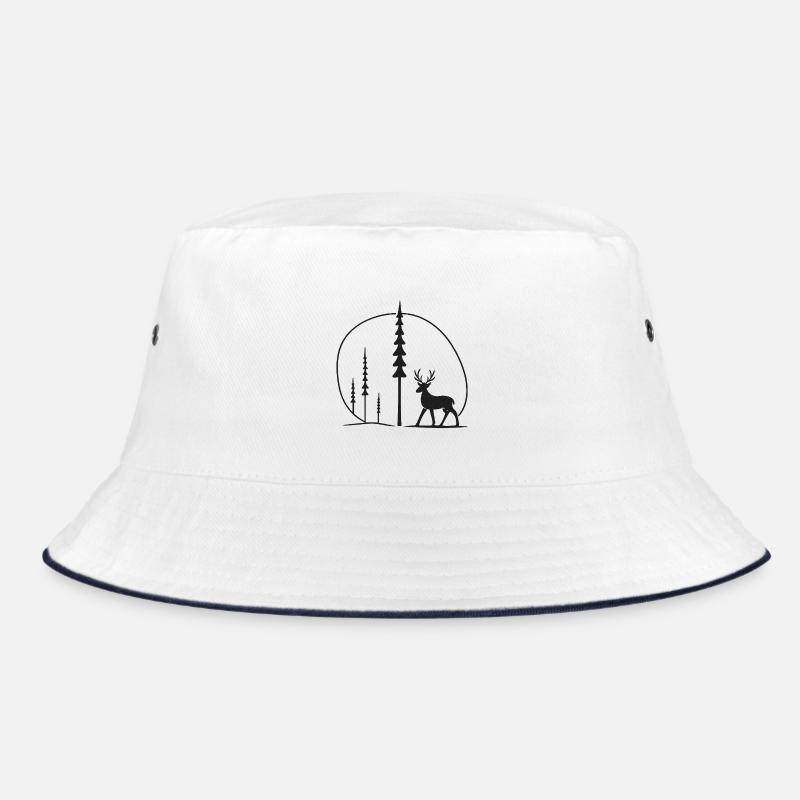 Hirschsilhouette im Waldkreis geschenkidee Bucket Hat