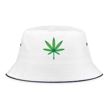 Cannabis / Marijuana / Chanvre (Contour / 2C Vert) - Bob - blanc/marine - Devant