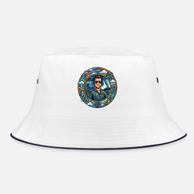 Comic-Pilot im Cockpit Rundflug Bucket Hat