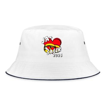 Bachelor Party, Bachelor Party Groom - Yes Sager 2026 - Bucket Hat - white/navy - Front