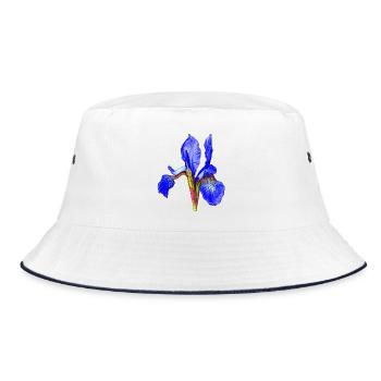 Blaue Iris Schwertlilie Neon Kontrast - Bucket Hat - Weiß/Navy - Vorne