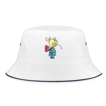 Mael - the giant heart / - Bucket Hat - white/navy - Front