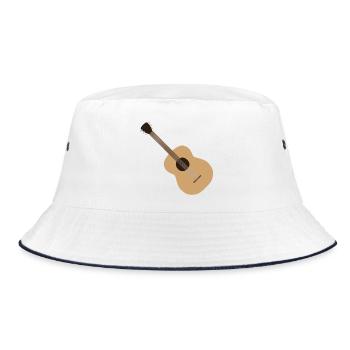 Akustische Gitarrensilhouette - Bucket Hat - Weiß/Navy - Vorne