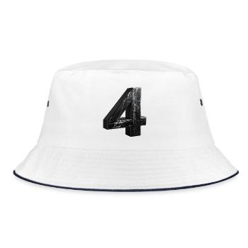 Black 4 with marble pattern - Bucket Hat - white/navy - Front