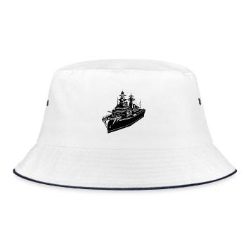 Schlachtschiff - Bucket Hat - Weiß/Navy - Vorne