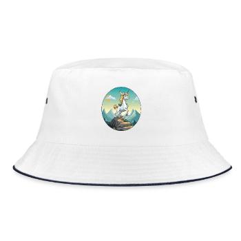Einhorn auf Berggipfel - Bucket Hat - Weiß/Navy - Vorne