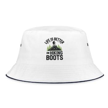 Life is Better in Hiking Boots - Bucket Hat - white/navy - Front