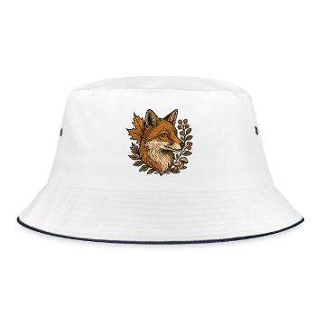 Autumn fox in a wreath of leaves - Bucket Hat - white/navy - Front